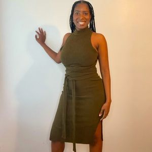 Lavish Alice Khaki Green Strappy Dress